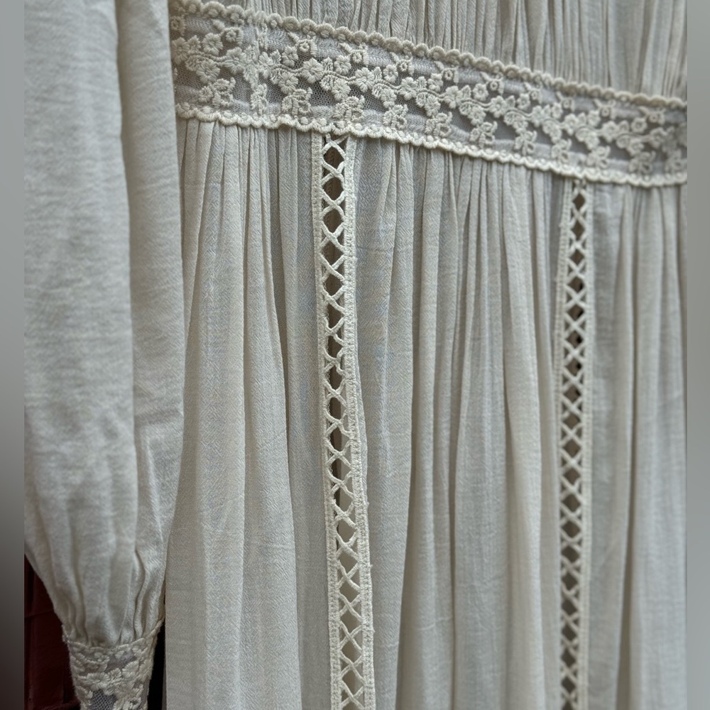 NWT Spell & the Gypsy Le Gauze Lace duster Small new off white dress wedding - Picture 14 of 17